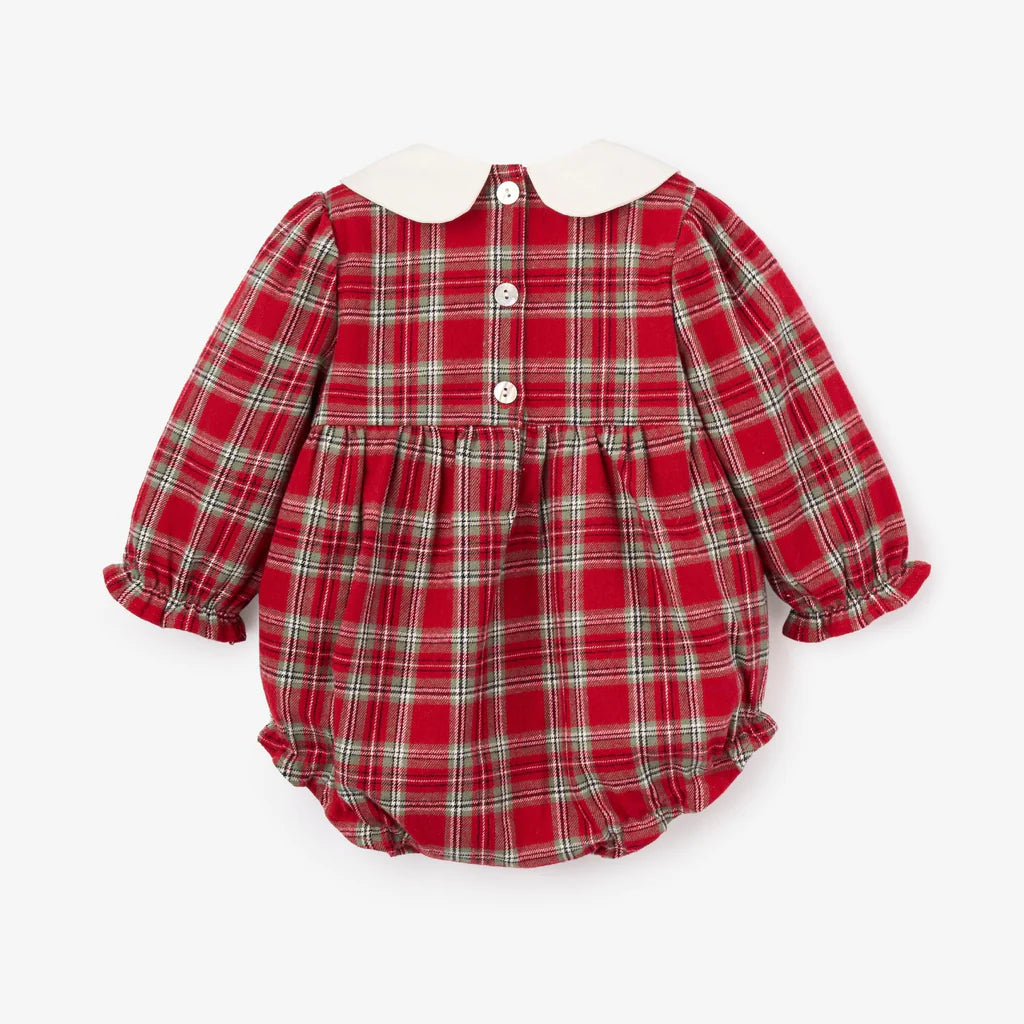Holiday Red Tartan Bubble w/Embroidered Collar