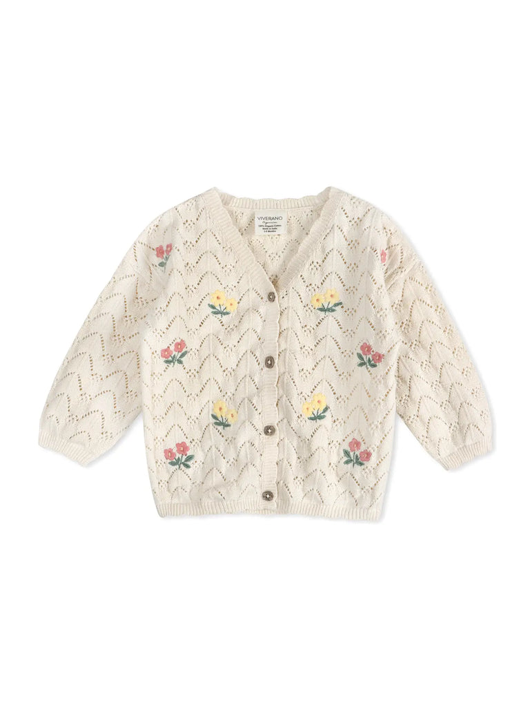 Hazel Floral Textured Baby Knit Cardigan