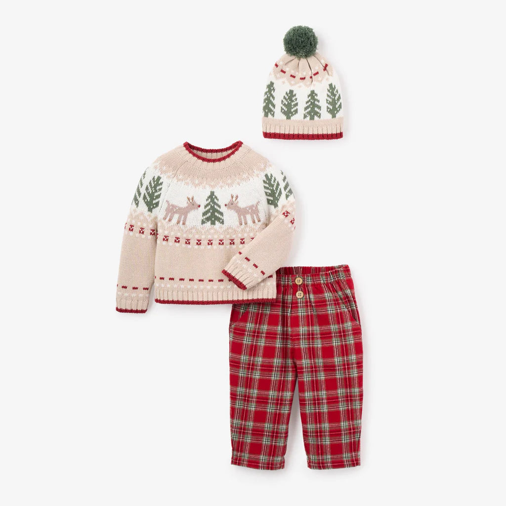 Christmas Fairisle Sweater + Red Plaid Pants