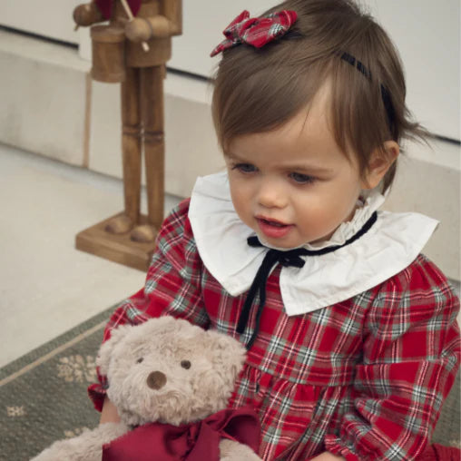 Holiday Red Tartan Dress w/Pleated Collar