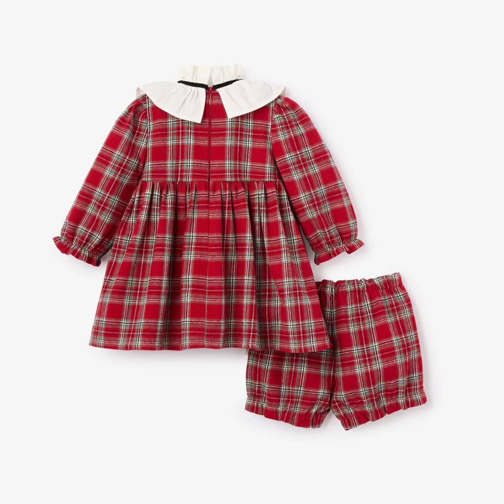 Holiday Red Tartan Dress w/Pleated Collar