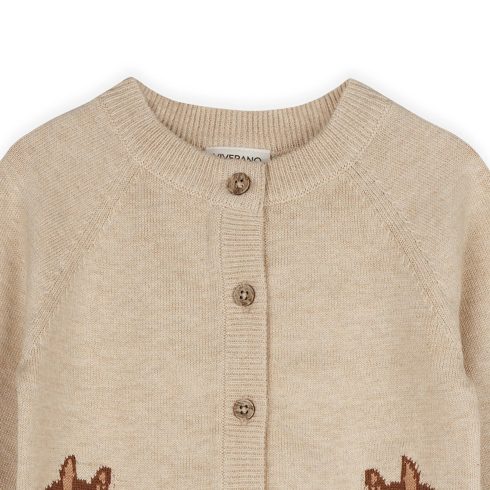 Horse Jacquard Sweater Knit Baby Cardigan - Organic Cotton
