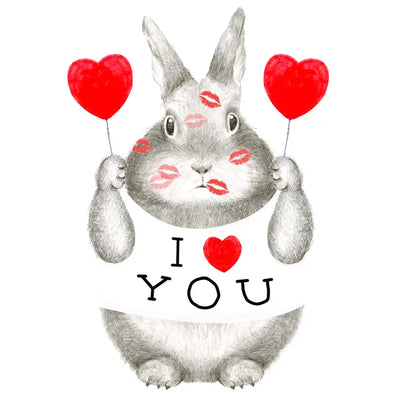 I HEART YOU BUNNY - GREETING CARD