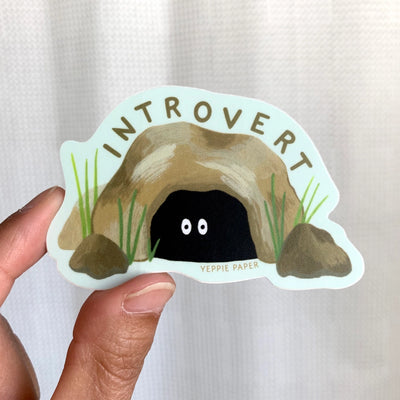 Introvert Hiding in A Cave Sticker