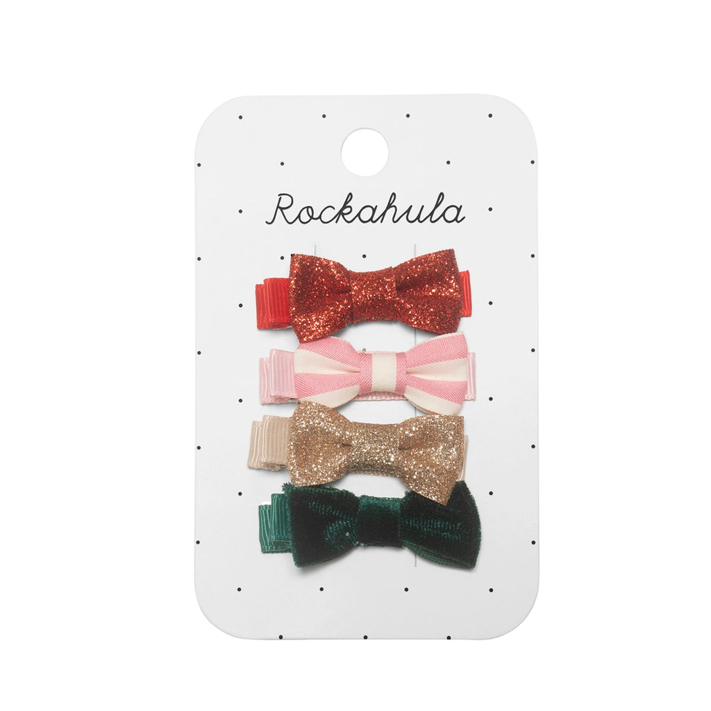 JOLLY CHRISTMAS MINI BOW CLIPS