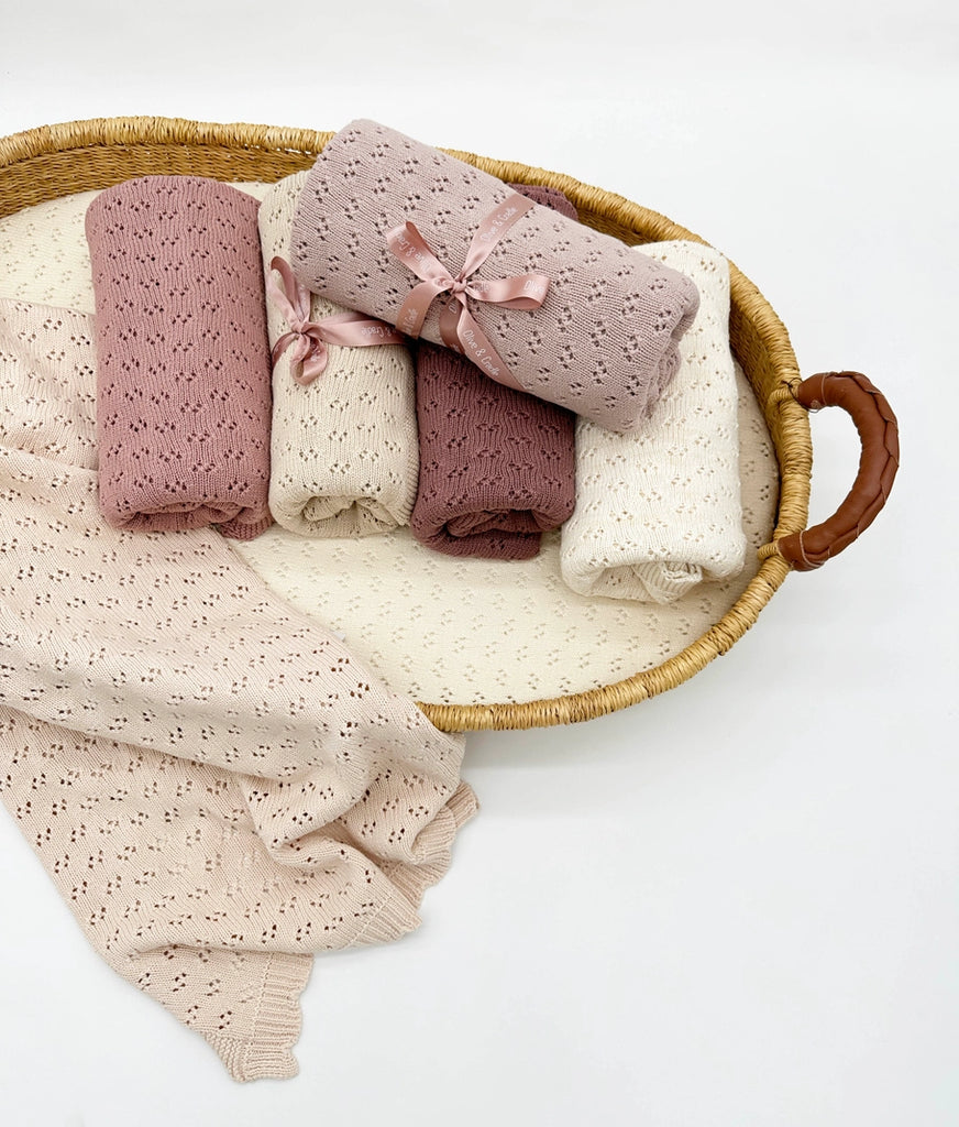 Knitted Lace Cotton Crib Blanket