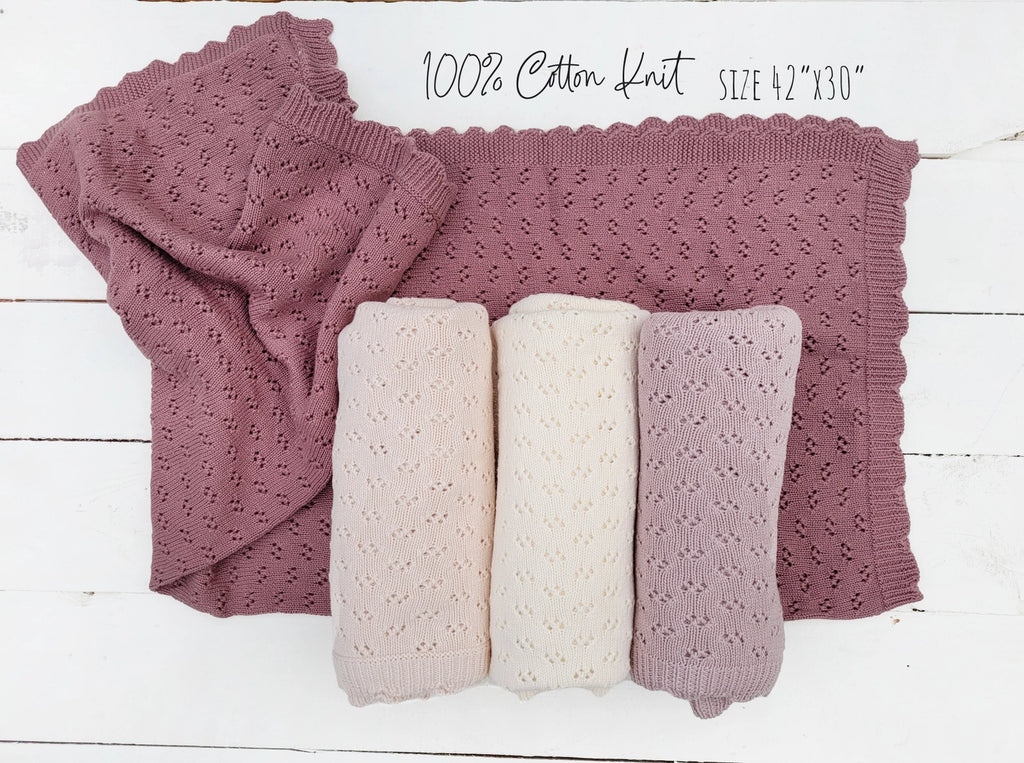 Knitted Lace Cotton Crib Blanket