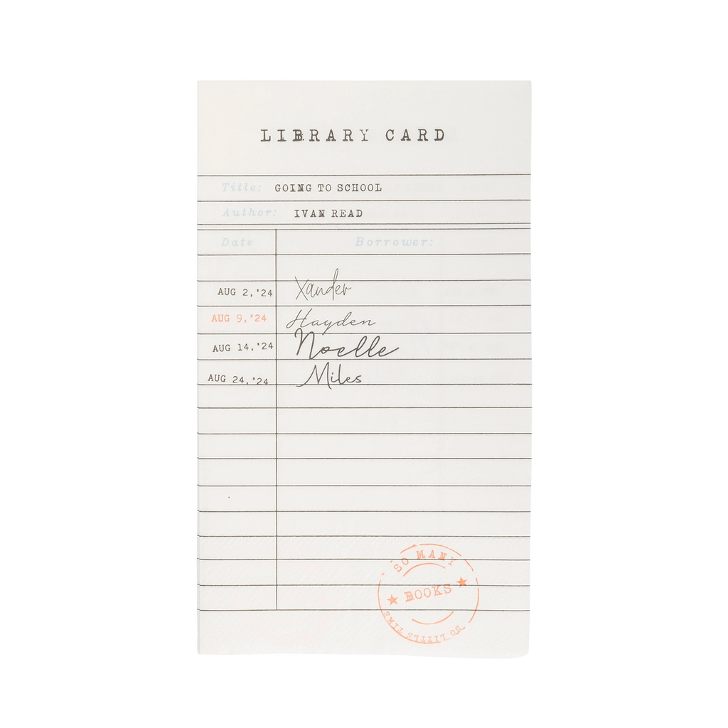 LIBRARY CARD DINNER NAPKIN