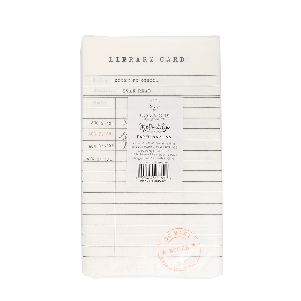 LIBRARY CARD DINNER NAPKIN