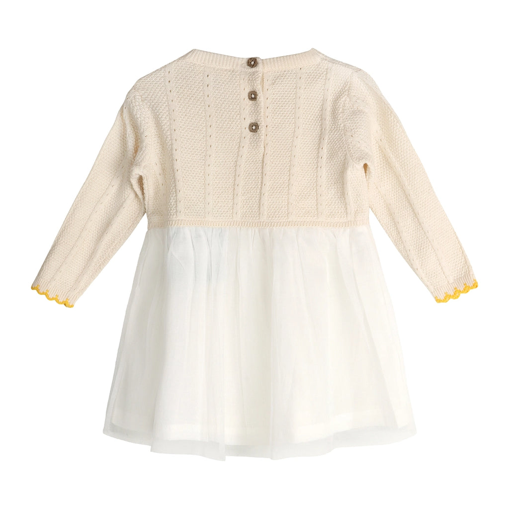 Lemon Embroidered Cable Knit Tutu Baby Dress - Organic Cotton