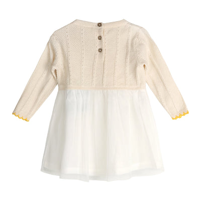 Lemon Embroidered Cable Knit Tutu Baby Dress - Organic Cotton