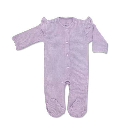 ORGANIC COTTON WAFFLE RUFFLE FOOTIE