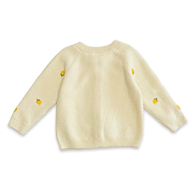 Lemon Embroidered Sweater Knit Baby Cardigan - Organic Cotton