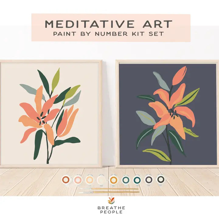 Lillies in Bloom Meditative Art Paint By Number Kit+ Easel