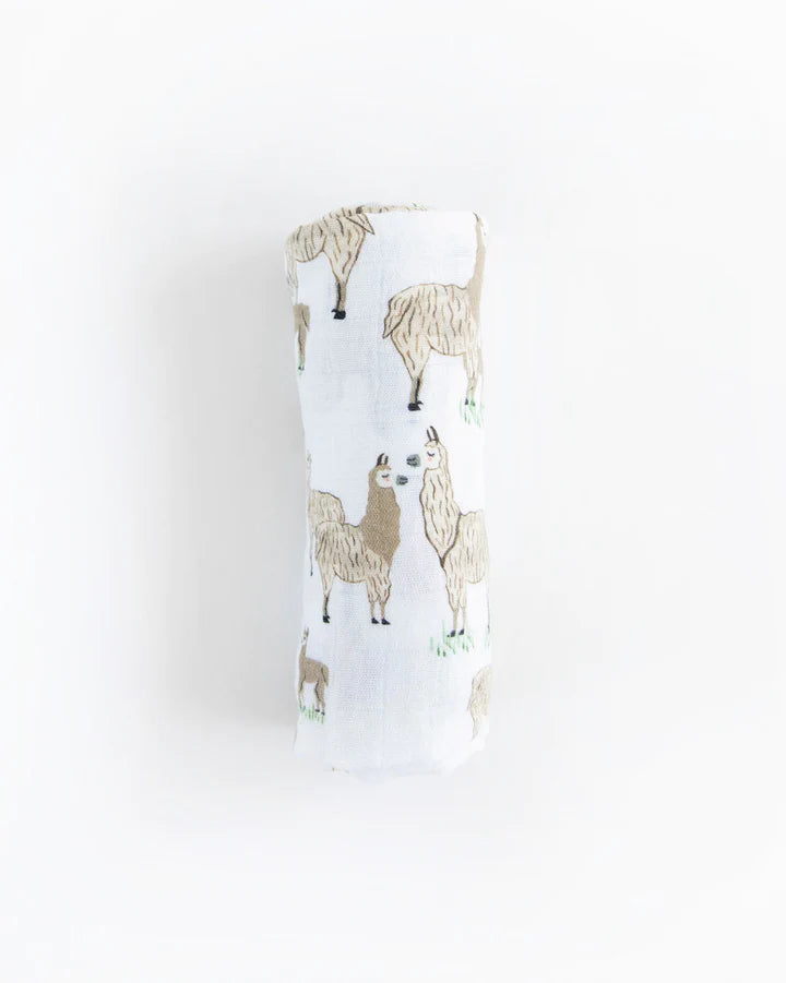 COTTON MUSLIN SWADDLE BLANKET - LLAMA LLAMA