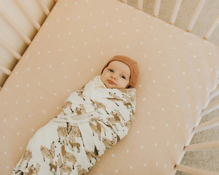 COTTON MUSLIN SWADDLE BLANKET - LLAMA LLAMA