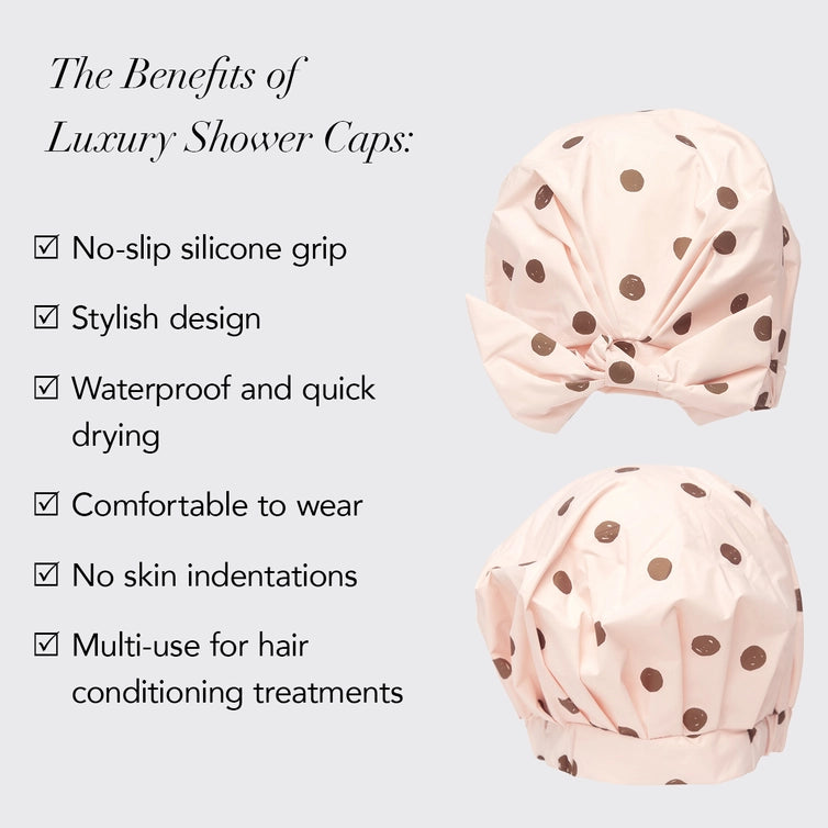 LUXURY SHOWER CAP - BLUSH DOT