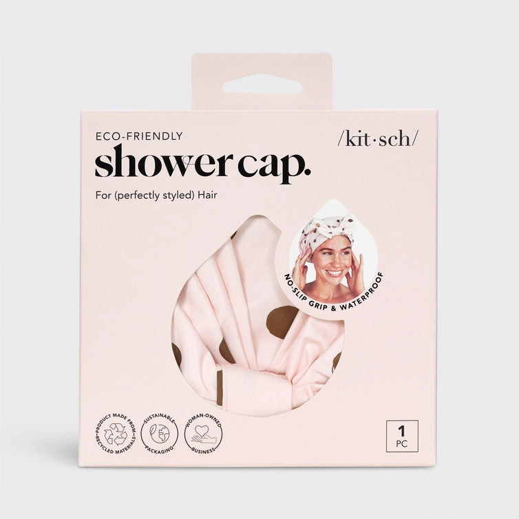 LUXURY SHOWER CAP - BLUSH DOT