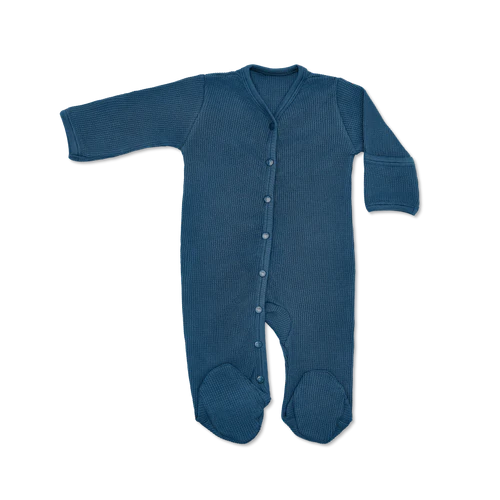 MARINE ORGANIC COTTON WAFFLE FOOTIE