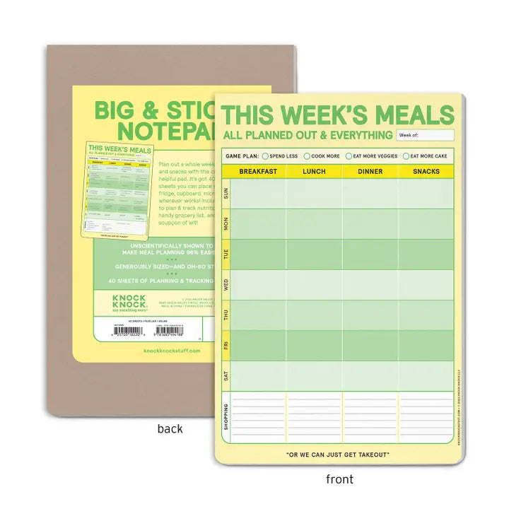 THIS WEEK'S MEALS BIG & STICKY NOTEPAD