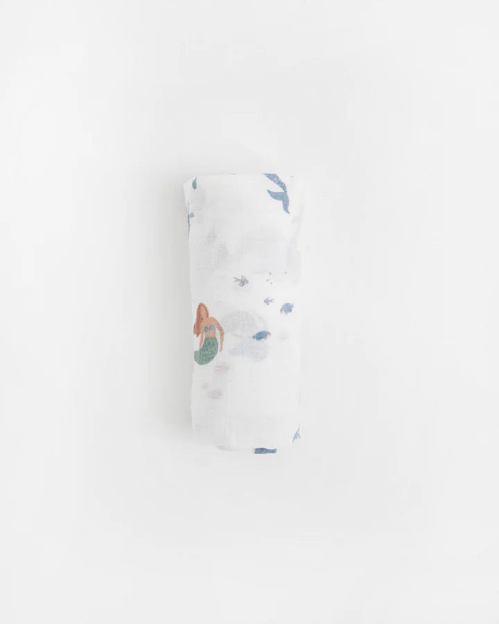 COTTON MUSLIN SWADDLE BLANKET - MERMAIDS
