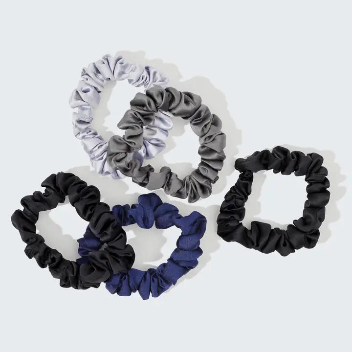 SATIN PETITE SCRUNCHIES 5PC SET - MIDNIGHT