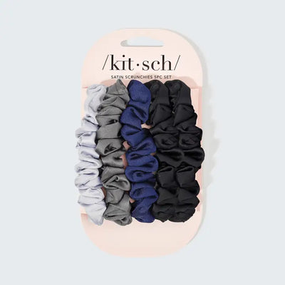 SATIN PETITE SCRUNCHIES 5PC SET - MIDNIGHT