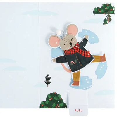 MOUSE SNOW ANGEL CHRISTMAS POP-UP CARD