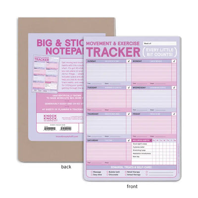 MOVEMENT & EXERCISE TRACKER BIG & STICKY NOTEPAD