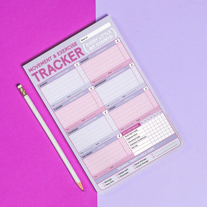 MOVEMENT & EXERCISE TRACKER BIG & STICKY NOTEPAD
