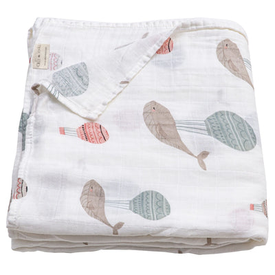 MUSLIN SWADDLE BLANKET (WHALE)