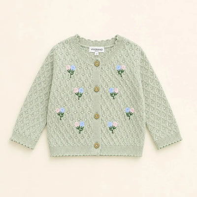 Mae Floral Pointelle Baby Sweater Knit Cardigan