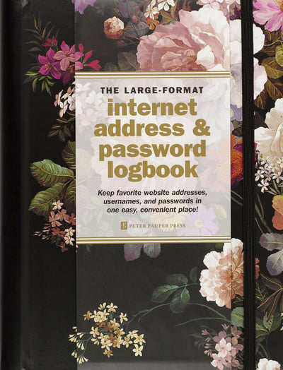 MIDNIGHT FLORAL LARGE INTERNET ADDRESS & PASSWORD LOGBOOK