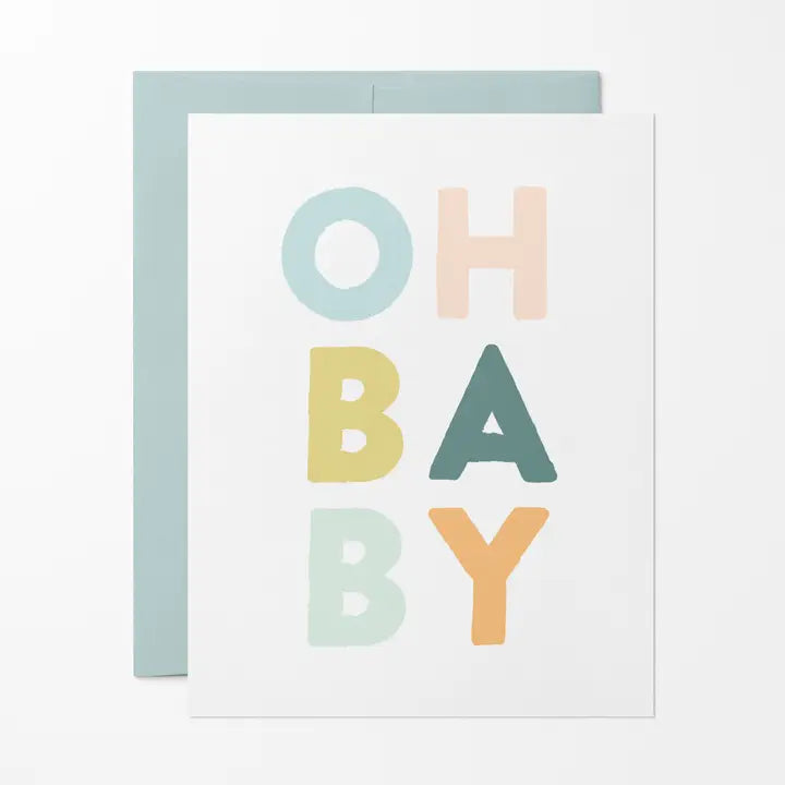 OH BABY COLORFUL HAND LETTERED BABY CARD