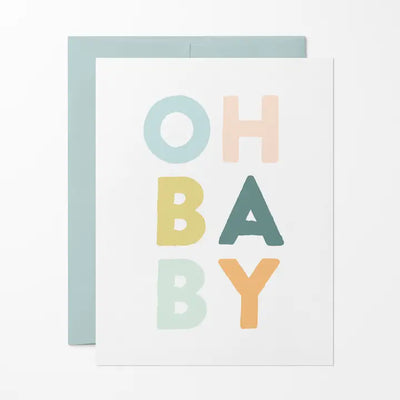 OH BABY COLORFUL HAND LETTERED BABY CARD