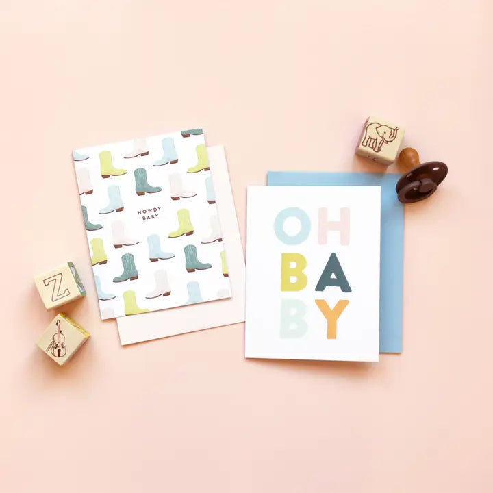 Hand Lettered Baby Card Example OH BABY COLORFUL HAND LETTERED BABY CARD