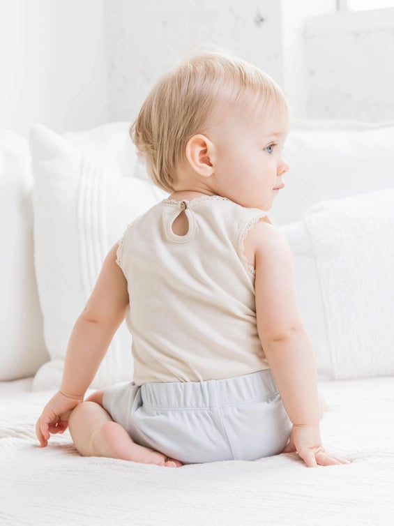 ORGANIC BABY LUNA LACE BODYSUIT - NATURAL