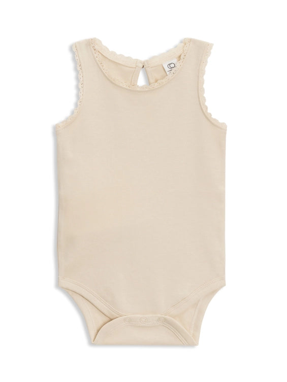 ORGANIC BABY LUNA LACE BODYSUIT - NATURAL