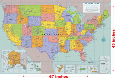 OVERSIZED USA LAMINATED WALL MAP