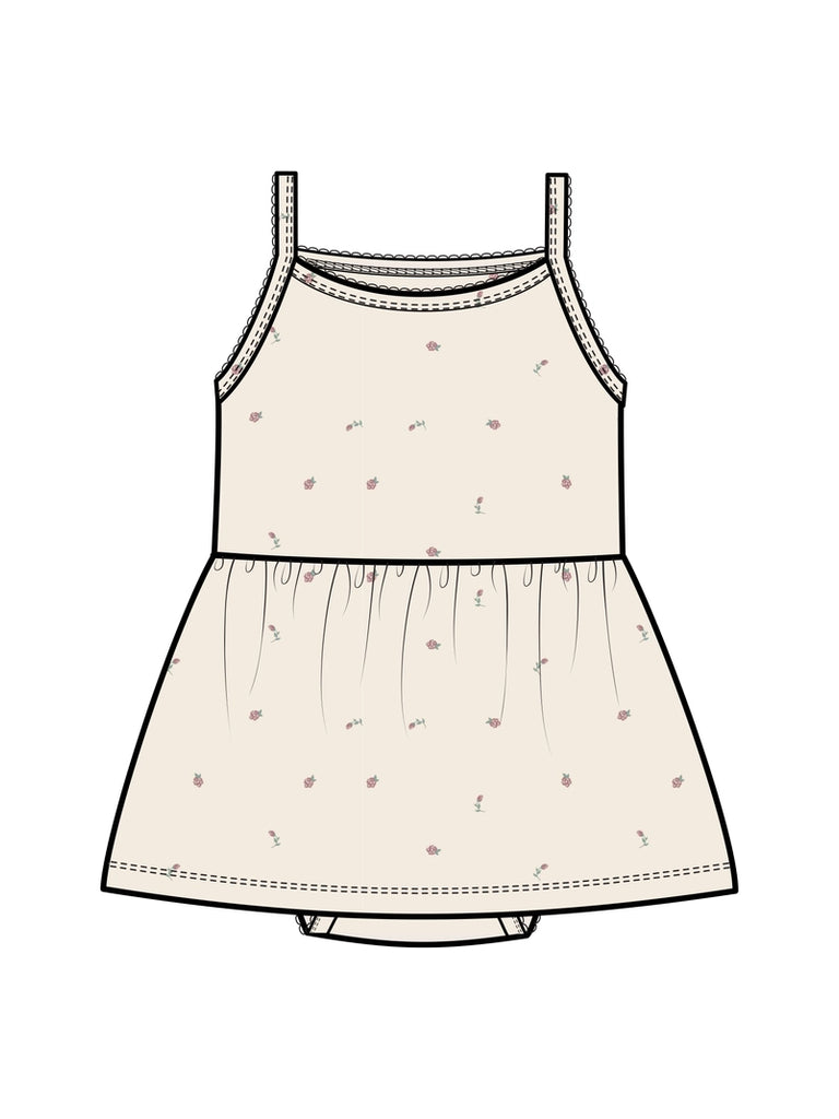 Organic Baby Soleil Pointelle Bodysuit Dress - Pia Floral