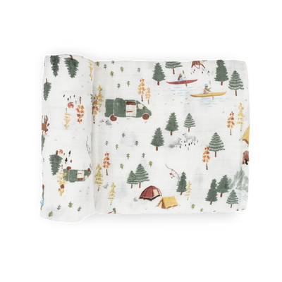 Organic Cotton Muslin Swaddle Blanket - Alpine Adventure