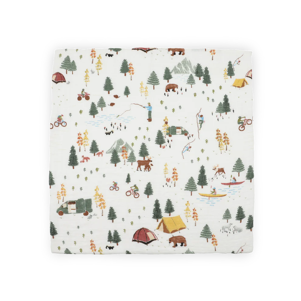 Organic Cotton Muslin Swaddle Blanket - Alpine Adventure