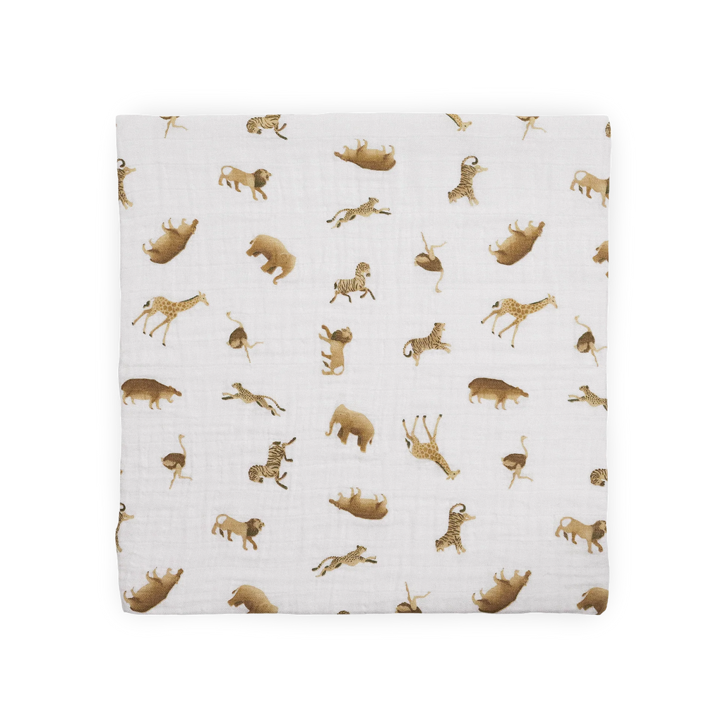 Organic Cotton Muslin Swaddle Blanket - Animal Crackers