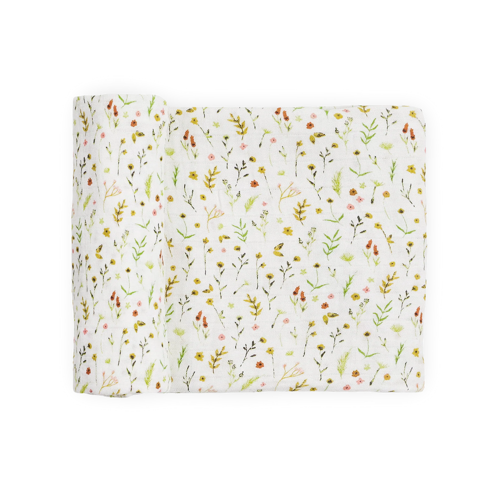 Organic Cotton Muslin Swaddle Blanket - Floral Field