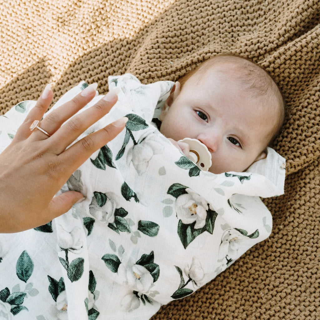 Organic Cotton Muslin Swaddle Blanket - Magnolia