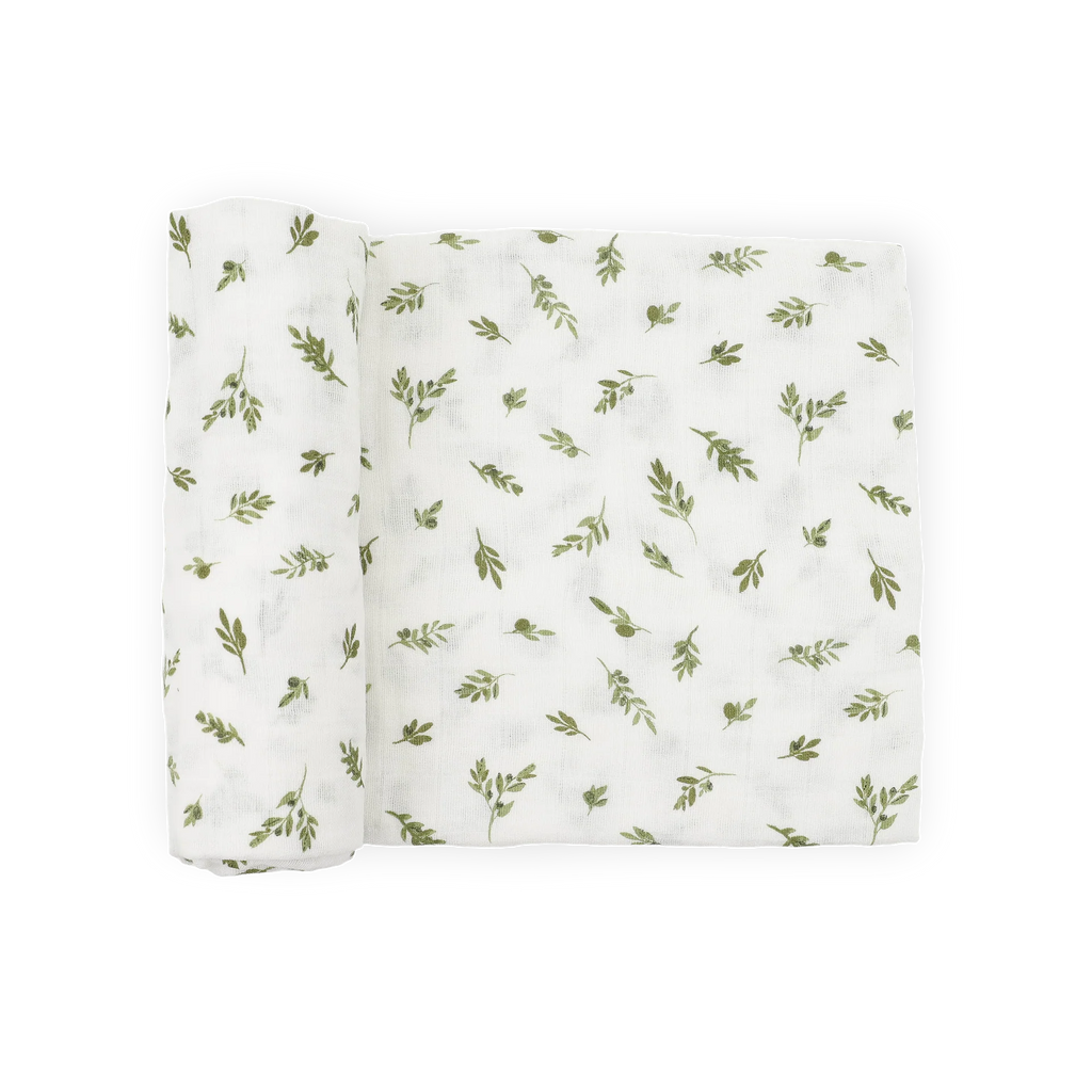 Organic Cotton Muslin Swaddle Blanket - Olive Branch