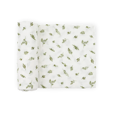 Organic Cotton Muslin Swaddle Blanket - Olive Branch