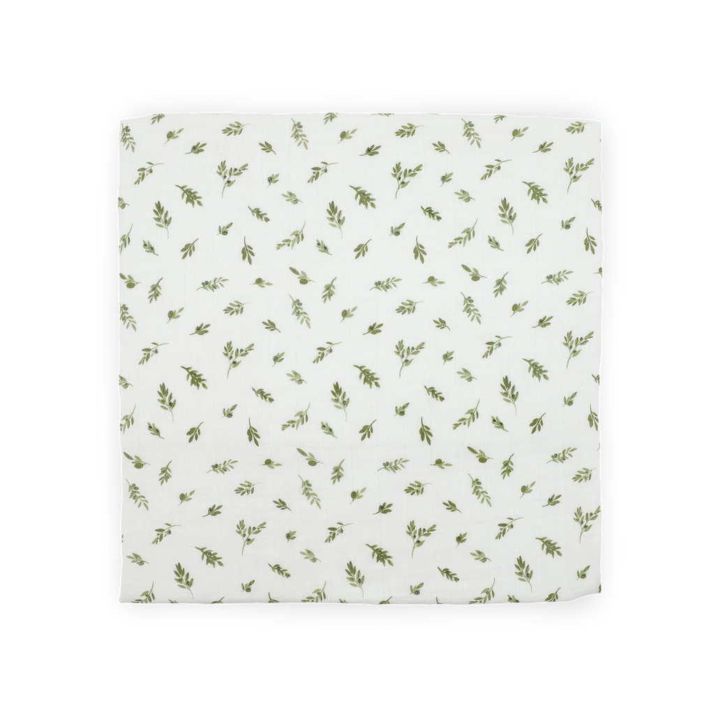 Organic Cotton Muslin Swaddle Blanket - Olive Branch