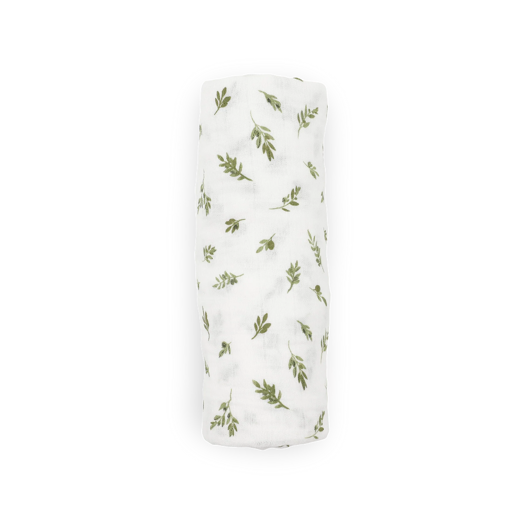 Organic Cotton Muslin Swaddle Blanket - Olive Branch