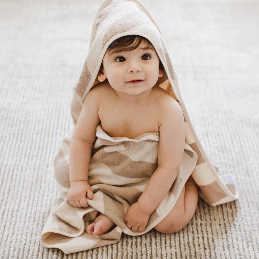 Organic Cotton Rugby Stripe Woven Terry Towel & Washcloth Set